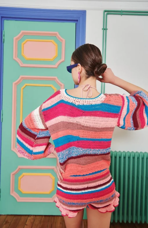 Celia B Caspio Top Red-Women Crochet