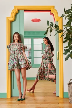 Celia B Coral Dress Green-Women Dresses