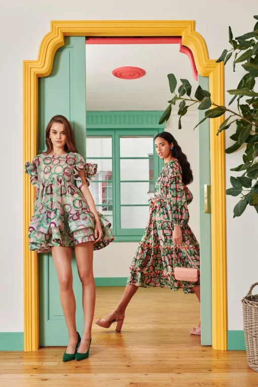 Celia B Coral Dress Green-Women Dresses