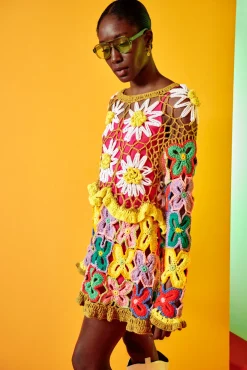 Celia B Galena Dress Multi-Women Crochet