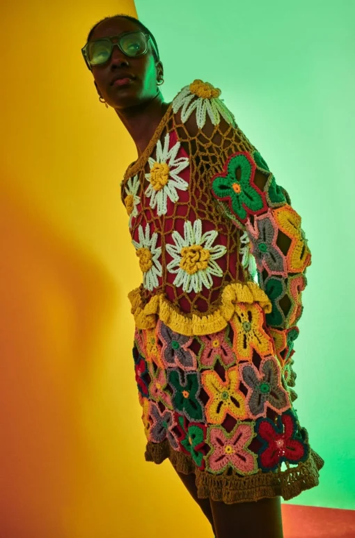 Celia B Galena Dress Multi-Women Crochet