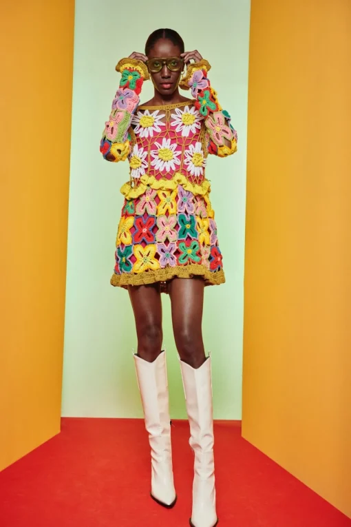 Celia B Galena Dress Multi-Women Crochet